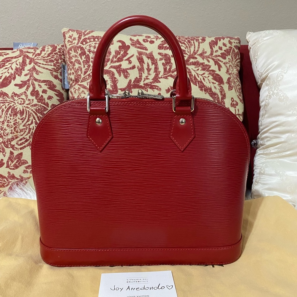 Authentic Louis Vuitton Alma red Epi leather